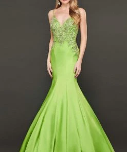 Rachel Allan Couture - 8416 Beaded Stretch Satin Mermaid Gown