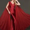 Formal Gowns Rachel Allan Couture - 8420 Lace Embroidered Trumpet Dress With Cape 2 Formal Gowns Rachel Allan Couture - 8420 Lace Embroidered Trumpet Dress With Cape