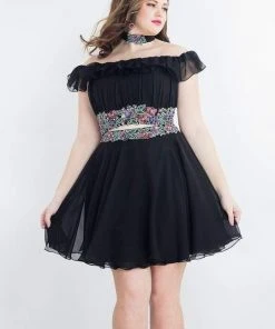 Cocktail Dresses Rachel Allan Curves - 4808 Two Piece Ruched Off-Shoulder A-Line Dress