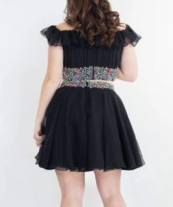 Cocktail Dresses Rachel Allan Curves - 4808 Two Piece Ruched Off-Shoulder A-Line Dress