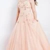 Formal Gowns Rachel Allan Curves - 6311 Floral Beaded V-neck Ballgown