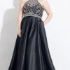 Formal Gowns Rachel Allan Curves - 6325 Silver Beaded Sheer High Halter Dress