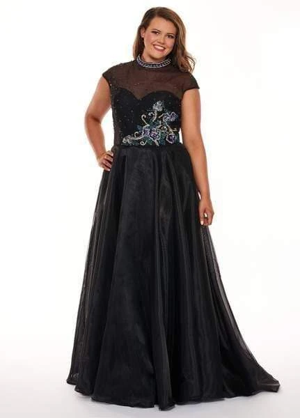 Rachel Allan Curves - 6661 Embroidered High Neck A-Line Dress Formal Gowns 3 Rachel Allan Curves - 6661 Embroidered High Neck A-Line Dress Formal Gowns