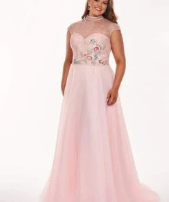 Rachel Allan Curves - 6661 Embroidered High Neck A-Line Dress Formal Gowns 8 Rachel Allan Curves - 6661 Embroidered High Neck A-Line Dress Formal Gowns
