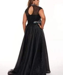 Rachel Allan Curves - 6661 Embroidered High Neck A-Line Dress Formal Gowns 7 Rachel Allan Curves - 6661 Embroidered High Neck A-Line Dress Formal Gowns