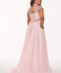 Rachel Allan Curves - 6661 Embroidered High Neck A-Line Dress Formal Gowns 9 Rachel Allan Curves - 6661 Embroidered High Neck A-Line Dress Formal Gowns