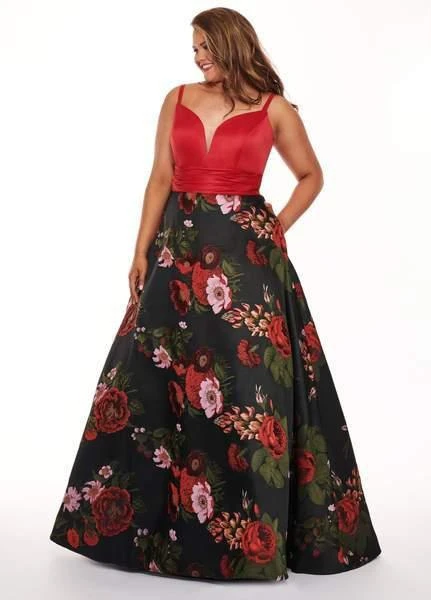 Formal Gowns Rachel Allan Curves - 6664 Plunging Sweetheart Floral Evening Dress 3 Formal Gowns Rachel Allan Curves - 6664 Plunging Sweetheart Floral Evening Dress