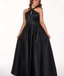 Formal Gowns Rachel Allan Curves - 6674 Brooch Accented Keyhole Cutout A-Line Gown