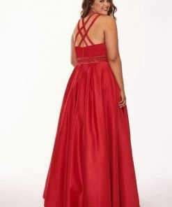 Formal Gowns Rachel Allan Curves - 6674 Brooch Accented Keyhole Cutout A-Line Gown