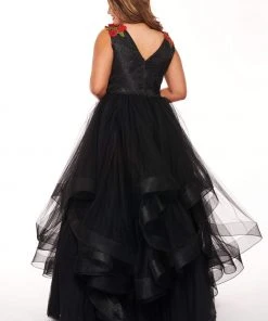 Rachel Allan Curves - 6675 Floral Embroidered Plunging Ballgown 7 Rachel Allan Curves - 6675 Floral Embroidered Plunging Ballgown