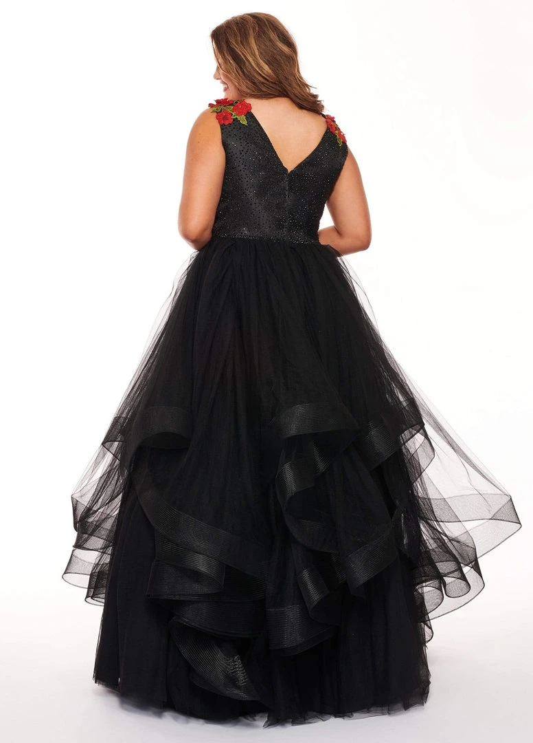 Rachel Allan Curves - 6675 Floral Embroidered Plunging Ballgown 4 Rachel Allan Curves - 6675 Floral Embroidered Plunging Ballgown