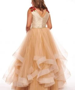 Rachel Allan Curves - 6675 Floral Embroidered Plunging Ballgown 9 Rachel Allan Curves - 6675 Floral Embroidered Plunging Ballgown