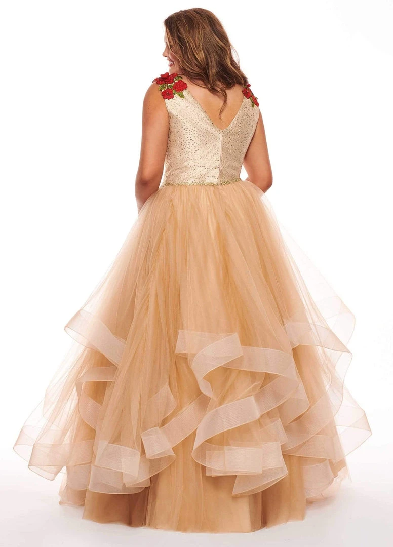 Rachel Allan Curves - 6675 Floral Embroidered Plunging Ballgown 6 Rachel Allan Curves - 6675 Floral Embroidered Plunging Ballgown