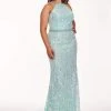 Rachel Allan Curves - 6687 Sequined Halter Trumpet Dress