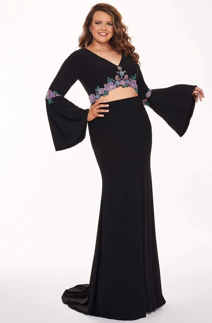 Rachel Allan Curves - 6689 Two Piece Beaded Long Sleeve Jersey Dress Formal Gowns 3 Rachel Allan Curves - 6689 Two Piece Beaded Long Sleeve Jersey Dress Formal Gowns