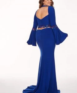 Rachel Allan Curves - 6689 Two Piece Beaded Long Sleeve Jersey Dress Formal Gowns 9 Rachel Allan Curves - 6689 Two Piece Beaded Long Sleeve Jersey Dress Formal Gowns