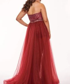 Rachel Allan Curves - 6692 Lace Romper With Tulle Skirt Overlay Plus Size Dresses