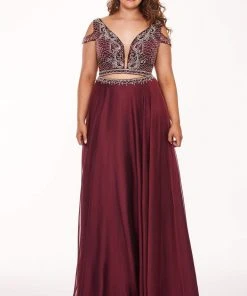 Rachel Allan Curves - 6693 Two Piece Beaded Chiffon A-line Dress