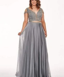 Rachel Allan Curves - 6693 Two Piece Beaded Chiffon A-line Dress