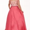 Formal Gowns Rachel Allan Curves - 6696 Beaded V-neck Taffeta Ballgown
