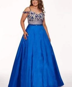 Formal Gowns Rachel Allan Curves - 6696 Beaded V-neck Taffeta Ballgown 8 Formal Gowns Rachel Allan Curves - 6696 Beaded V-neck Taffeta Ballgown