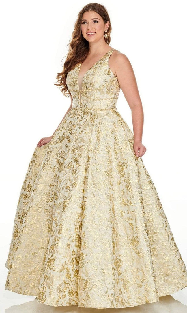 Formal Gowns Rachel Allan Curves - 7226 V-Neck Jacquard Ballgown 3 Formal Gowns Rachel Allan Curves - 7226 V-Neck Jacquard Ballgown