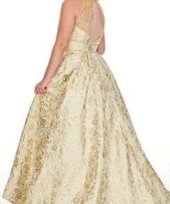 Formal Gowns Rachel Allan Curves - 7226 V-Neck Jacquard Ballgown 7 Formal Gowns Rachel Allan Curves - 7226 V-Neck Jacquard Ballgown