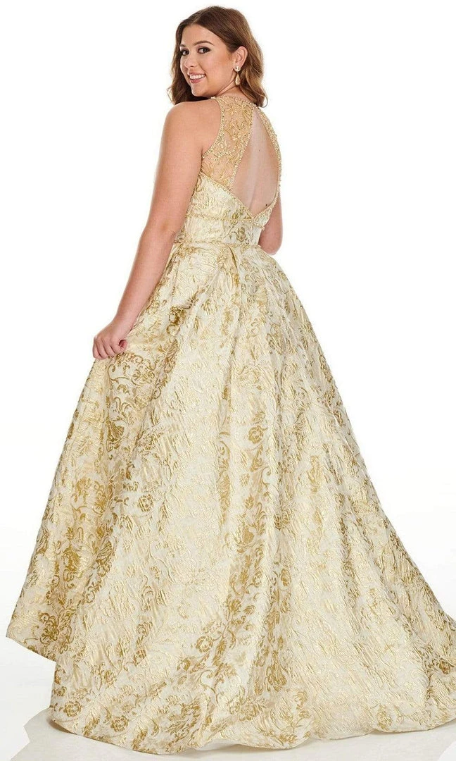 Formal Gowns Rachel Allan Curves - 7226 V-Neck Jacquard Ballgown 4 Formal Gowns Rachel Allan Curves - 7226 V-Neck Jacquard Ballgown