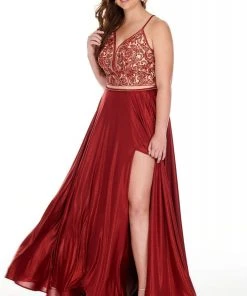 Rachel Allan Curves - 7235 Two-Piece Bead-Ornate Shimmer Jersey Gown 10 Rachel Allan Curves - 7235 Two-Piece Bead-Ornate Shimmer Jersey Gown