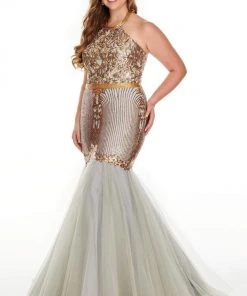 Rachel Allan Curves - 7240 Halter Sequin And Beads Trumpet Dress 5 Rachel Allan Curves - 7240 Halter Sequin And Beads Trumpet Dress