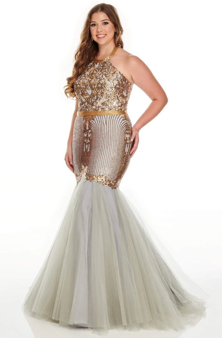 Rachel Allan Curves - 7240 Halter Sequin And Beads Trumpet Dress 4 Rachel Allan Curves - 7240 Halter Sequin And Beads Trumpet Dress