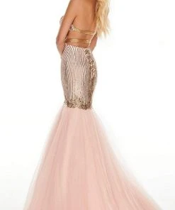 Rachel Allan - Embellished Halter Tulle Mermaid Dress 7142 Formal Gowns 7 Rachel Allan - Embellished Halter Tulle Mermaid Dress 7142 Formal Gowns