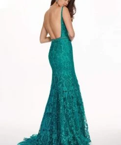 Rachel Allan - Embroidered Lace Scoop Neck Gown 6590 - 1 Pc Deep Jade In Size 10 Available 5 Rachel Allan - Embroidered Lace Scoop Neck Gown 6590 - 1 Pc Deep Jade In Size 10 Available