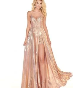 Formal Gowns Rachel Allan Homecoming - 4142 Ruched Deep V-neck A-line Gown 11 Formal Gowns Rachel Allan Homecoming - 4142 Ruched Deep V-neck A-line Gown