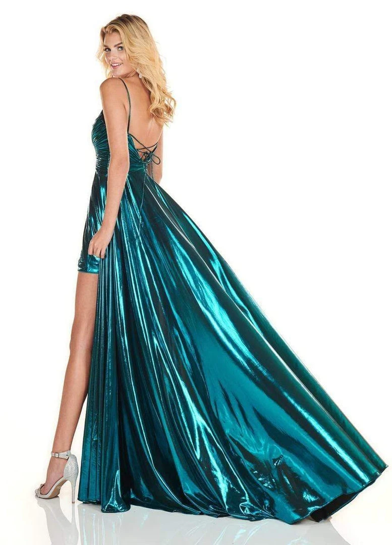 Formal Gowns Rachel Allan Homecoming - 4142 Ruched Deep V-neck A-line Gown 6 Formal Gowns Rachel Allan Homecoming - 4142 Ruched Deep V-neck A-line Gown