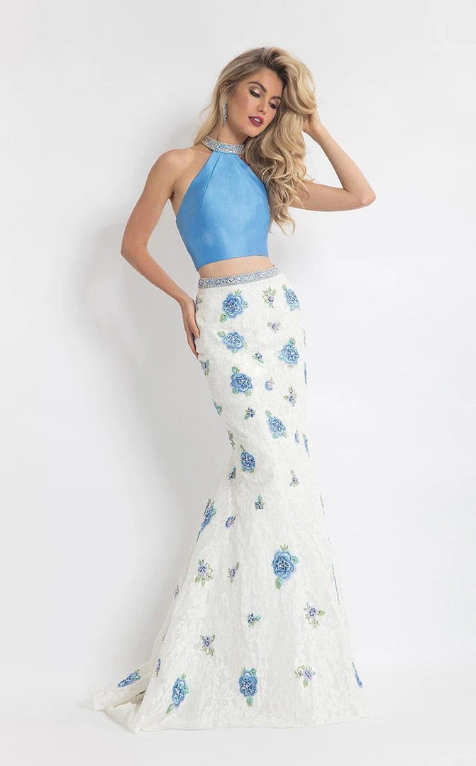 Rachel Allan - Lace Floral Mermaid Dress 6050 - 1 Pc Periwinkle/White In Size 4 Available Formal Gowns 3 Rachel Allan - Lace Floral Mermaid Dress 6050 - 1 Pc Periwinkle/White In Size 4 Available Formal Gowns