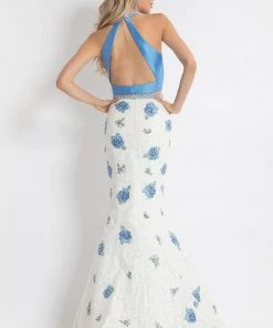 Rachel Allan - Lace Floral Mermaid Dress 6050 - 1 Pc Periwinkle/White In Size 4 Available Formal Gowns 5 Rachel Allan - Lace Floral Mermaid Dress 6050 - 1 Pc Periwinkle/White In Size 4 Available Formal Gowns