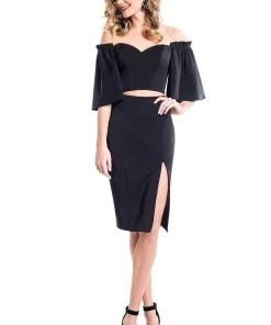 Rachel Allan LBD - L1085 Two-Piece Flared Sleeve Sheath Dress
