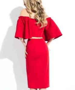 Rachel Allan LBD - L1085 Two-Piece Flared Sleeve Sheath Dress