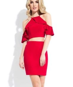 Cocktail Dresses Rachel Allan LBD - L1089 Two-Piece Ruffled Halter Cocktail Dress 8 Cocktail Dresses Rachel Allan LBD - L1089 Two-Piece Ruffled Halter Cocktail Dress