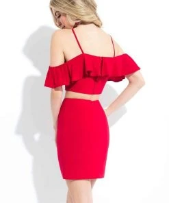 Cocktail Dresses Rachel Allan LBD - L1089 Two-Piece Ruffled Halter Cocktail Dress 9 Cocktail Dresses Rachel Allan LBD - L1089 Two-Piece Ruffled Halter Cocktail Dress