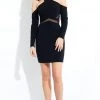 Rachel Allan LBD - L1101 Long Sleeved Halter Sheath Dress