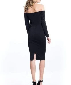 Cocktail Dresses Rachel Allan LBD - L1121 Long Sleeve Off Shoulder Jersey Dress 6 Cocktail Dresses Rachel Allan LBD - L1121 Long Sleeve Off Shoulder Jersey Dress