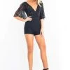 Rachel Allan LBD - L1198 Embellished Lace Plunging V-neck Romper 1 Rachel Allan LBD - L1198 Embellished Lace Plunging V-neck Romper