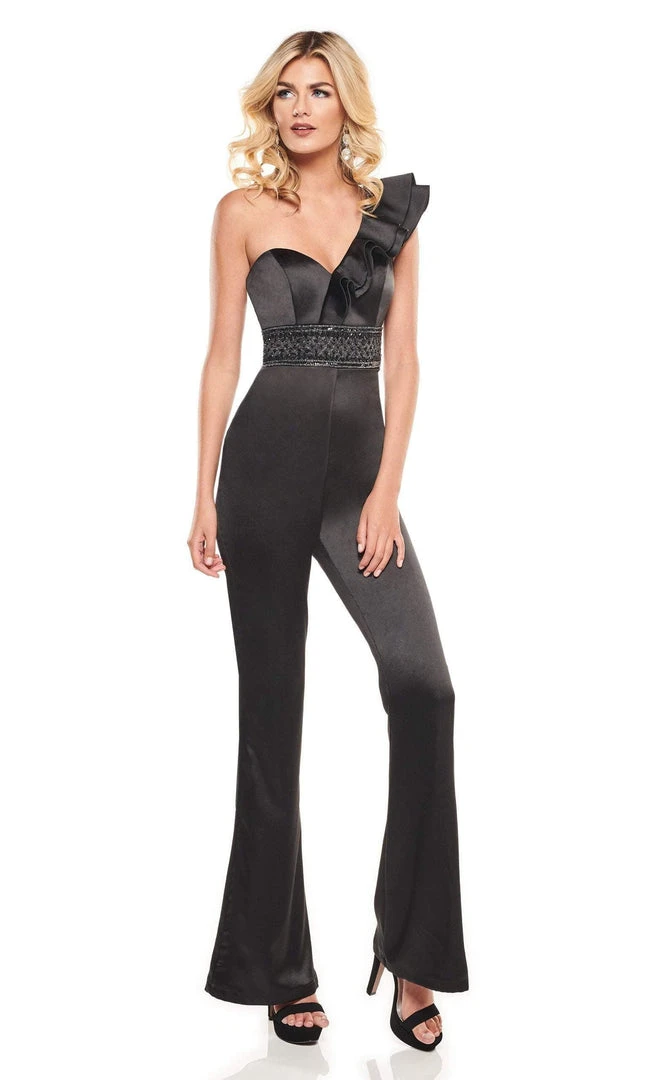 Rachel Allan LBD - L1238 Embellished Ruffled One Shoulder Jumpsuit 3 Rachel Allan LBD - L1238 Embellished Ruffled One Shoulder Jumpsuit