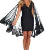 Rachel Allan LBD - L1277 Embroidered V-Neck Dress With Cape Overlay