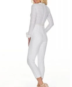 Plus Size Dresses Rachel Allan LBD - L1279 Sequined Plunging Tuxedo Jumpsuit 8 Plus Size Dresses Rachel Allan LBD - L1279 Sequined Plunging Tuxedo Jumpsuit