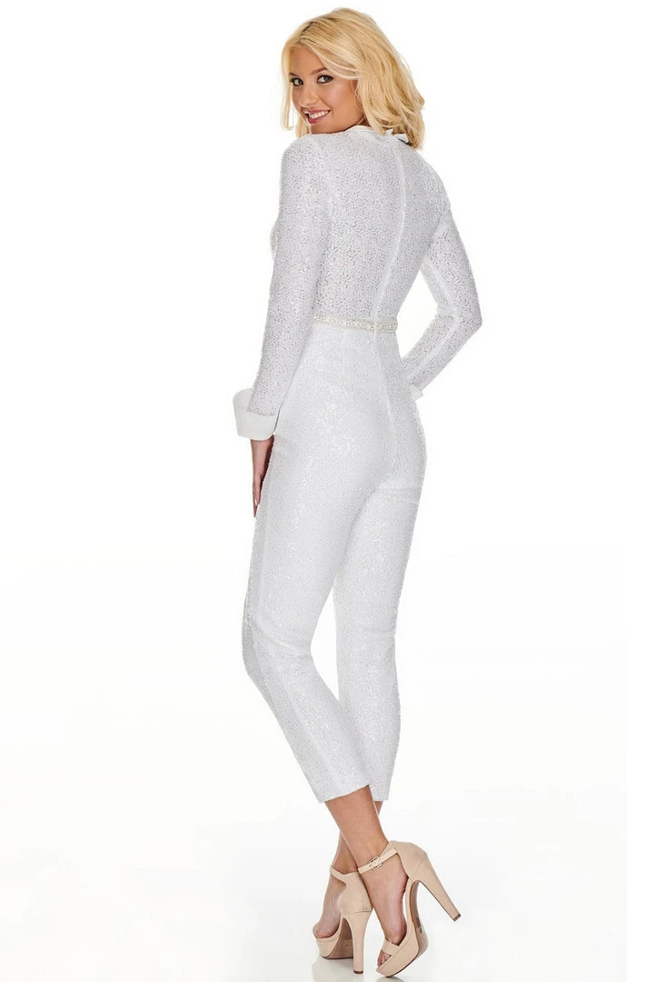 Plus Size Dresses Rachel Allan LBD - L1279 Sequined Plunging Tuxedo Jumpsuit 4 Plus Size Dresses Rachel Allan LBD - L1279 Sequined Plunging Tuxedo Jumpsuit