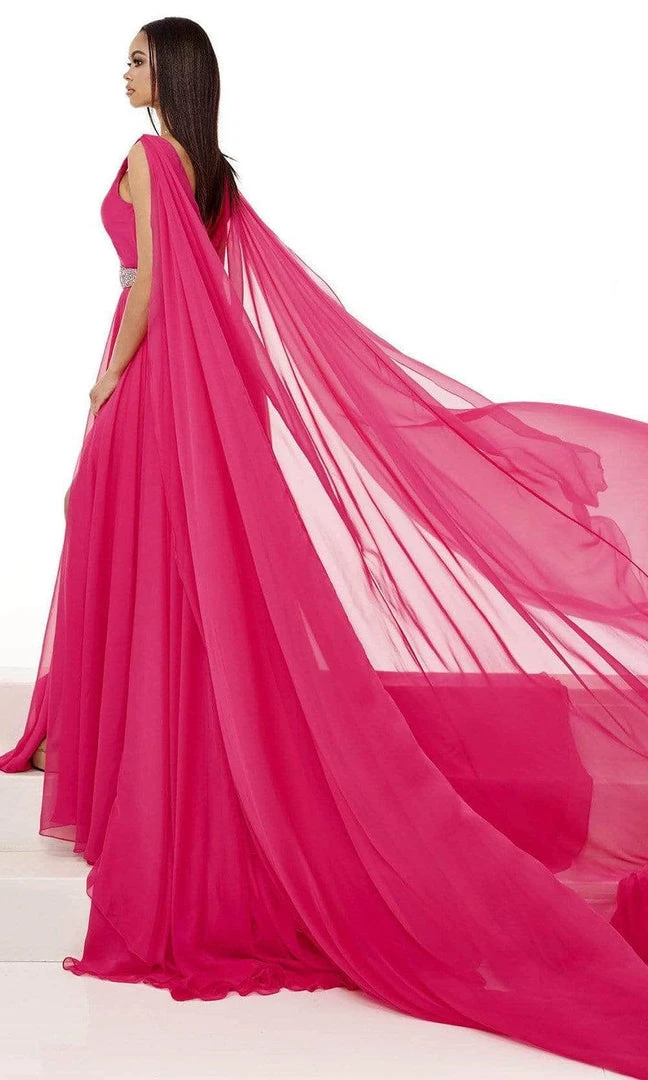 Rachel Allan - Plunging V-Neck Evening Dress 50043 - 1 Pc Bright Pink Multi In Size 2 Available 4 Rachel Allan - Plunging V-Neck Evening Dress 50043 - 1 Pc Bright Pink Multi In Size 2 Available