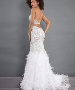 Rachel Allan Prima Donna - 5030 Feather-Fringed Cutout Long Gown Formal Gowns 7 Rachel Allan Prima Donna - 5030 Feather-Fringed Cutout Long Gown Formal Gowns